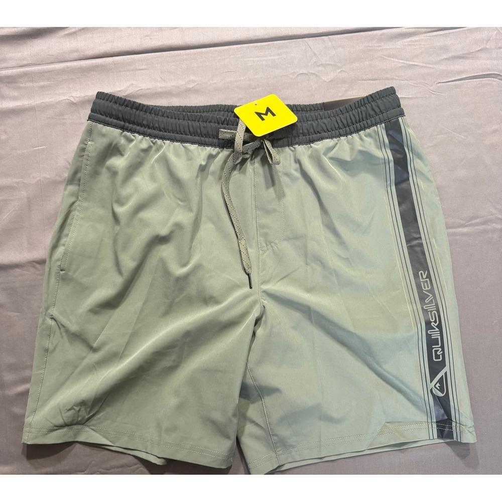 Quiksilver Mens Sage Green Board Shorts Swim Trunks Mesh Lined Size M NEW